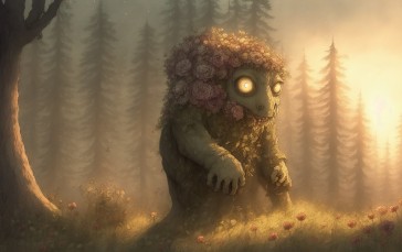 Creature, Forest, Flowers, Nature Wallpaper