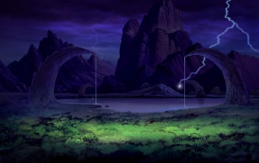 Anime, Thunder Storm, Landscape Wallpaper