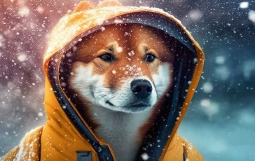 AI Art, Snow, Shiba Inu, Dog Wallpaper