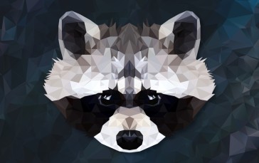 Low Poly, Raccoons, Digital Art, Artwork, Simple Background Wallpaper