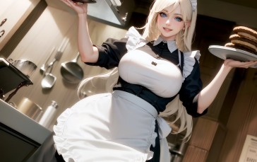 Stable Diffusion, AI Art, Blonde, Women, Maid Outfit Wallpaper