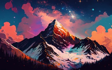 AI Art, Mountains, Snow, Painting Wallpaper