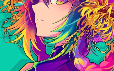 Anime Girls, Colorful, Flowers, Portrait Display, Gradient Hair Wallpaper