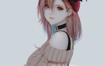 Aoi Ogata, 2D, Anime Girls, Portrait Display, Choker Wallpaper
