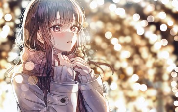 Anime, Anime Girls, Scarf, Lights Wallpaper