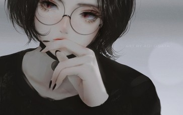 Aoi Ogata, 2D, Anime Girls, Glasses, Choker Wallpaper