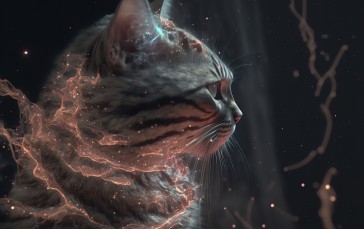 AI Art, Cats, Space, Nebula Wallpaper