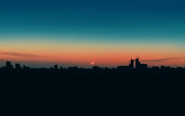 Sunset, City, Horizon, Gracile, Sunset Glow Wallpaper