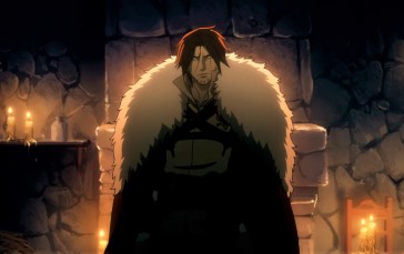 Castlevania (anime), Trevor Belmont, Fur Cape, Fire, Fireplace Wallpaper