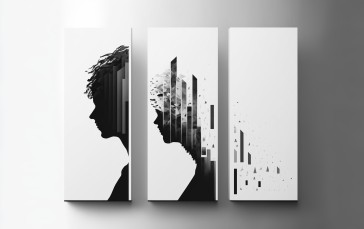 AI Art, Minimalism, Simple Background, Monochrome, People Wallpaper