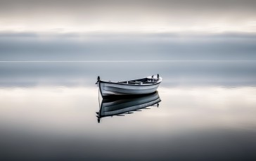 AI Art, Lake, Boat, Calm Wallpaper