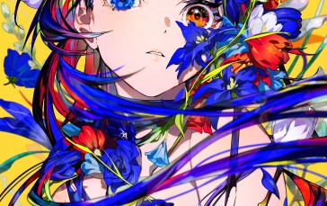 Anime Girls, Colorful, Flowers, Mika Pikazo Wallpaper