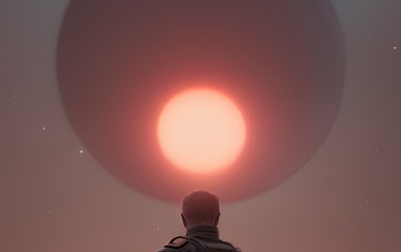Barren, Exoplanet, Science Fiction, Red Sun, AI Art Wallpaper