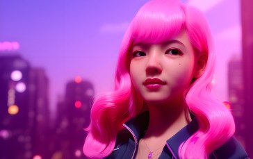 Pink Hair, AI Art, Digital Art, Stable Diffusion Wallpaper
