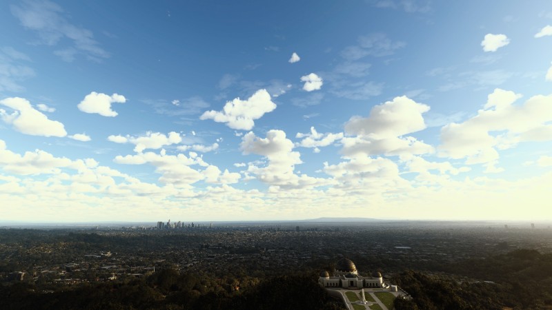 Griffith Observatory, Flight Simulator, City, Sunset, Los Angeles Wallpaper