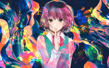 Anime Girls, Creative Coding, Colorful, Schoolgirl, School Uniform Wallpaper