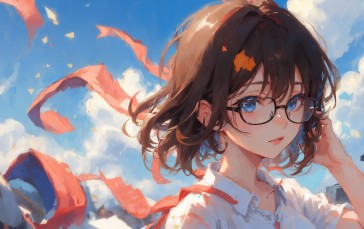 Anime, Anime Girls, Glasses, AI Art Wallpaper