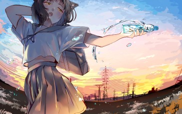 2D, Anime Girls, Schoolgirl, School Uniform Wallpaper