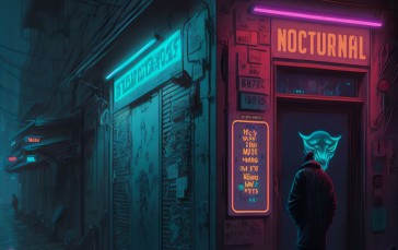 AI Art, Night Club, Cyberpunk, Exterior Wallpaper