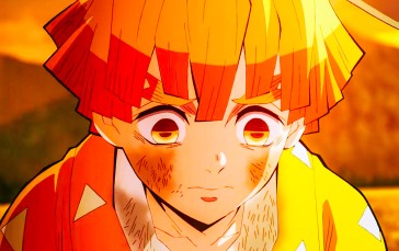 Anime Boys, Blonde, Zenitsu Agatsuma, Kimetsu No Yaiba, Yellow Eyes, Anime Screenshot Wallpaper
