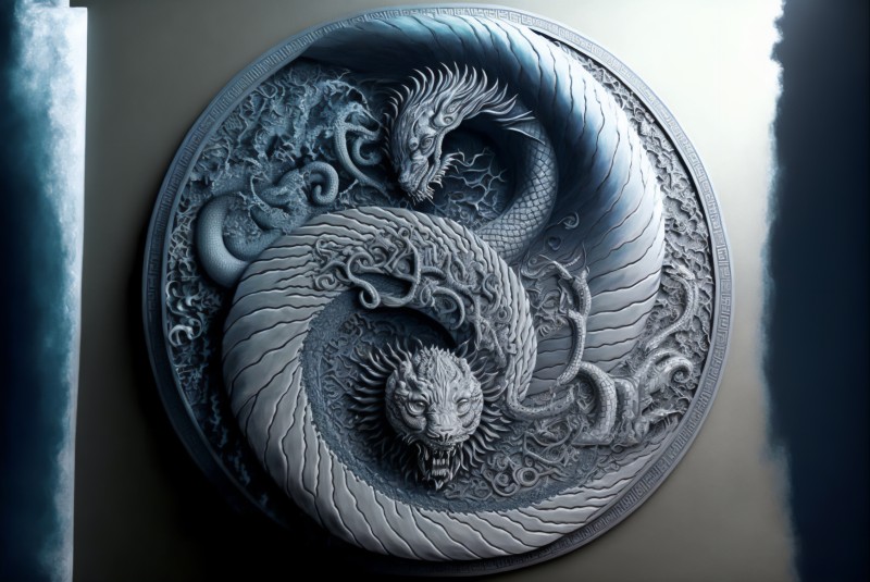 AI Art, Yin and Yang, Dragon, Chinese Dragon Wallpaper