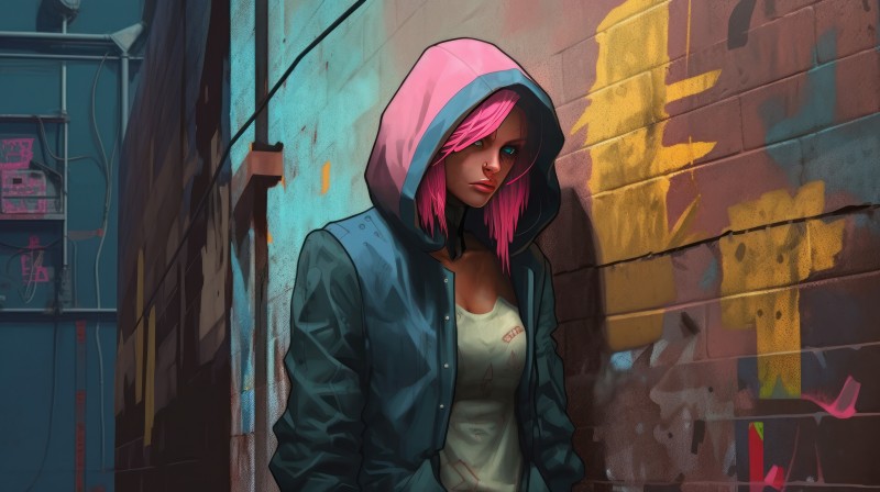 Women, Comics, Pink Hair, Hooded Jacket Wallpaper