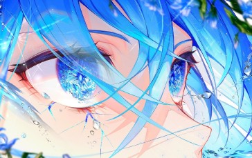 Anime Girls, Blue Hair, Blue Eyes, Face Wallpaper