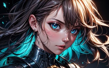 AI Art, Women, Anime Girls, Blue Eyes, Cybernetics, Digital Art Wallpaper