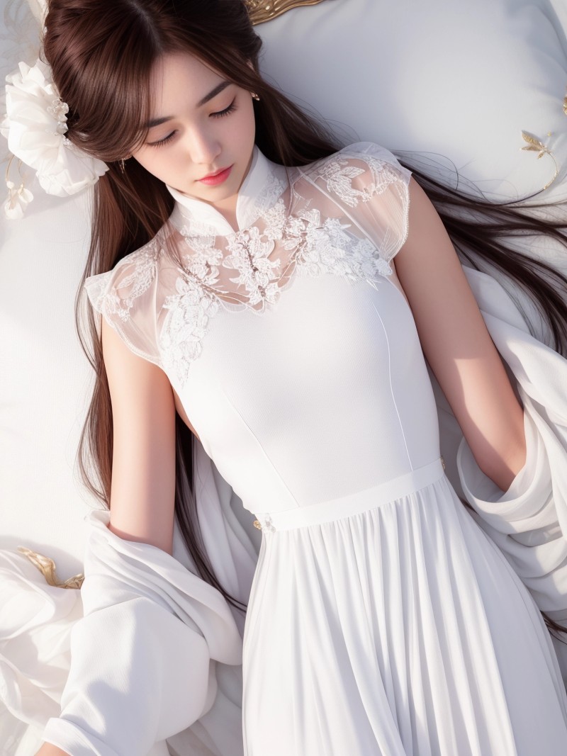 AI Art, White Dress, Hair , Women Wallpaper