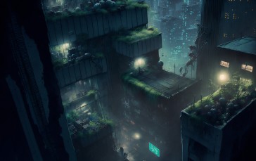 AI Art, Cyberpunk, Illustration, City Wallpaper