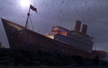 ULTRAKILL, ArtStation, Ship, Rain, Water, CGI Wallpaper
