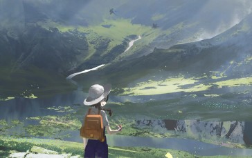 Anime, Nature, Mountains, Anime Girls Wallpaper