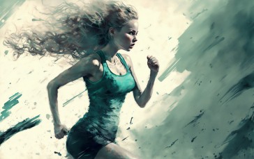 AI Art, Women, Running, Painting Wallpaper