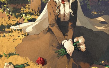 Anime, Anime Girls, Portrait Display, Hat, Flowers, Long Hair Wallpaper