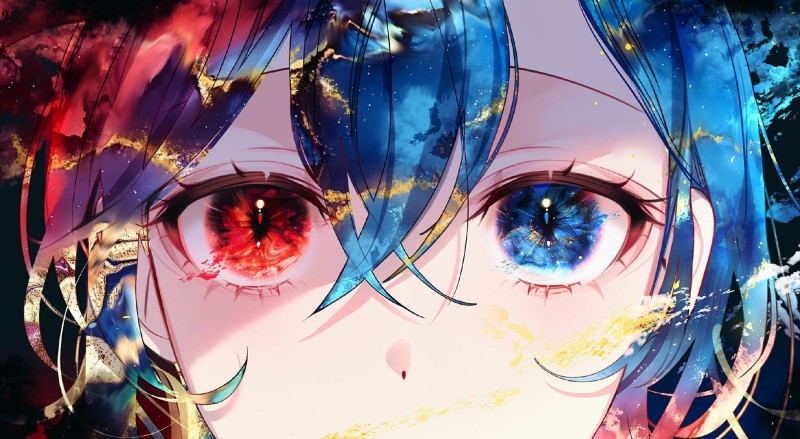 Anime Girls, Colorful, Heterochromia, Face Wallpaper