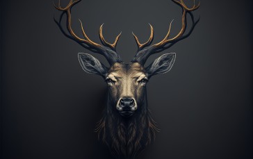 Deer, AI Art, Animals, Simple Background Wallpaper