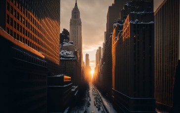 AI Art, Winter, Snow, City, New York City Wallpaper