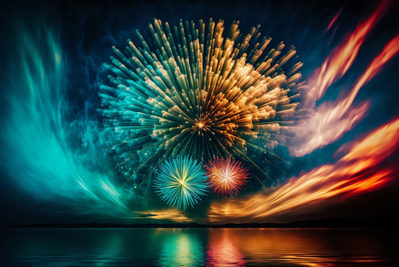 AI Art, New Year, Fireworks Wallpaper