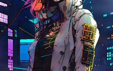 Inkpunk, Cyberpunk, AI Art, Jacket Wallpaper