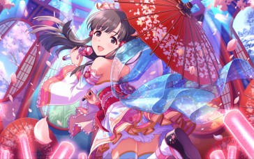 2D, Umbrella, Skirt, Microphone, Anime Girls, Petals Wallpaper