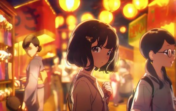 Yoneyama Mai, Anime Girls, Anime Screenshot, Short Hair, Looking at Viewer, Glasses Wallpaper