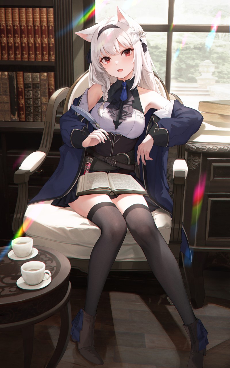 Anime, Anime Girls, Portrait Display, Sitting, Stockings Wallpaper