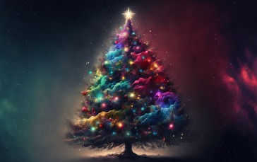 AI Art, Christmas, Christmas Tree, Christmas Lights Wallpaper