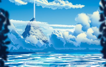Mountains, Clouds, Beam, Marci Lustra Wallpaper