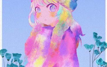 Anime Girls, Artwork, Digital Art, Blue, Purple Wallpaper