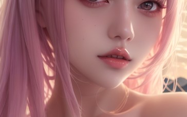 AI Art, Boobs, Lips, Women, Pink Hair Wallpaper