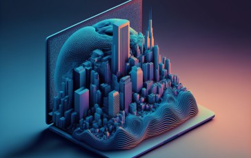 AI Art, 3D Sculpture, City, Computer Wallpaper