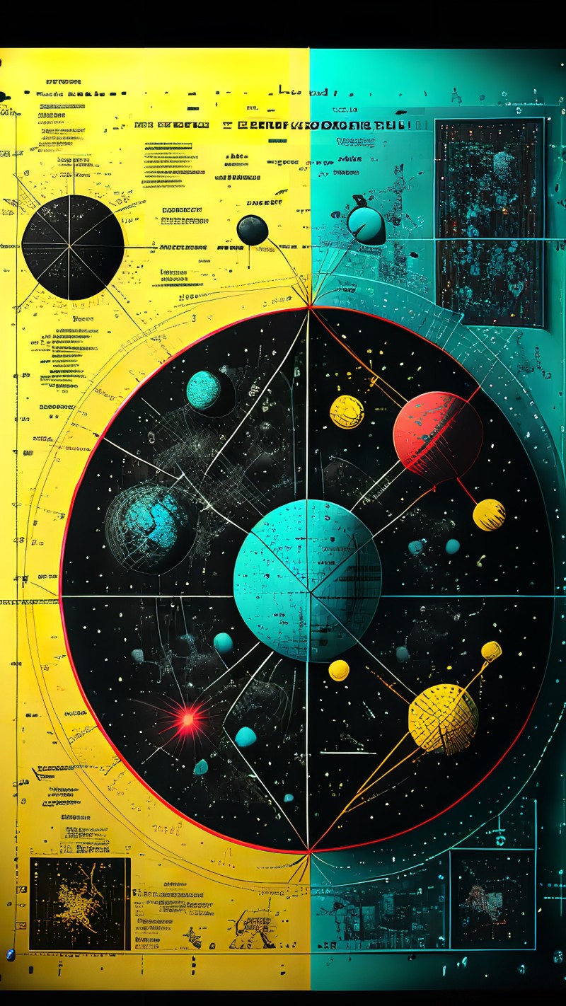 Cyber, Galaxy, Map, AI Art Wallpaper