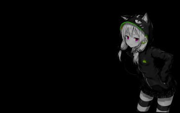 Selective Coloring, Anime Girls, Simple Background, Black Background, Minimalism Wallpaper