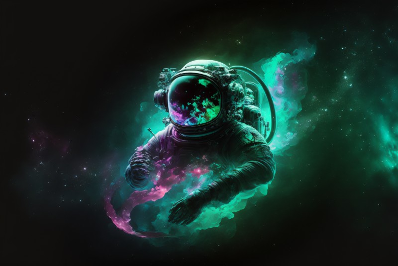 AI Art, Astronaut, Floating, Universe, Space, Spacesuit Wallpaper